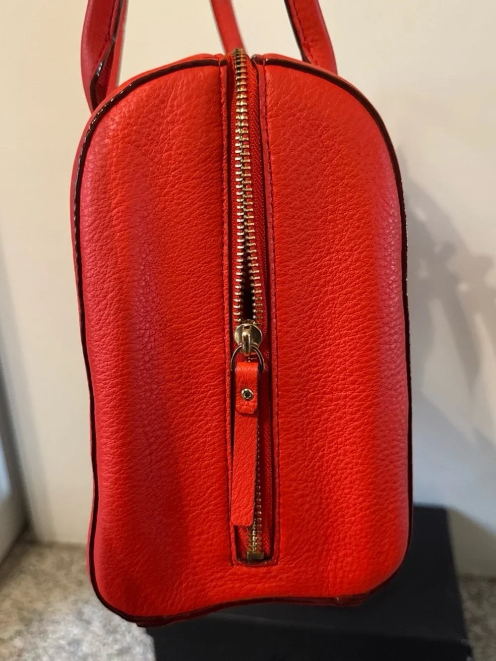 Kate Spade Mansfield Liv Leather Satchel in Persimmon Red